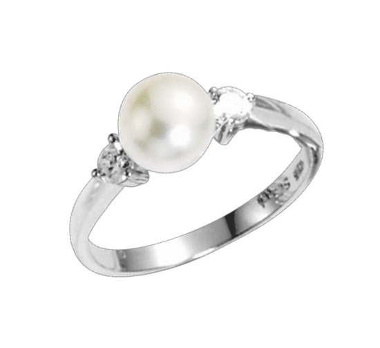 Damenring mit Perle und Zirkonia