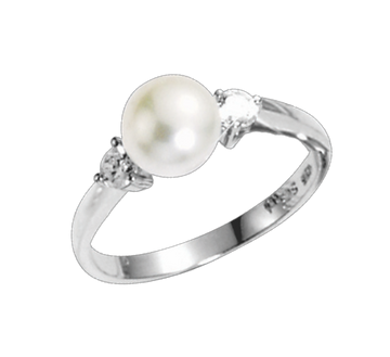 Damenring mit Perle und Zirkonia