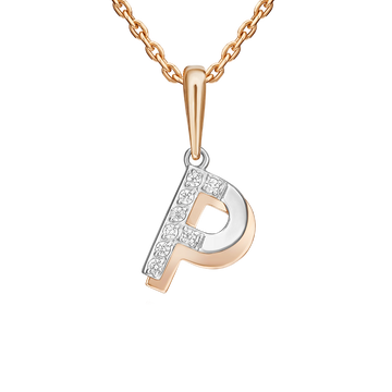 Buchstabenanhänger "P" mit Zirkonia