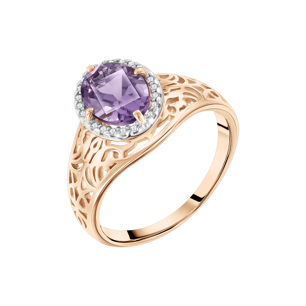 Damenring mit Amethyst und Zirkonia