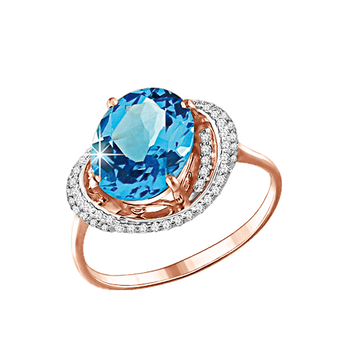 Damenring mit blau Topas und Zirkonia