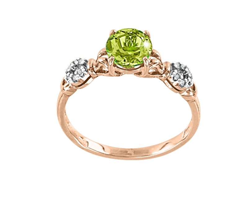 Damenring mit Chrysolith und Zirkonia
