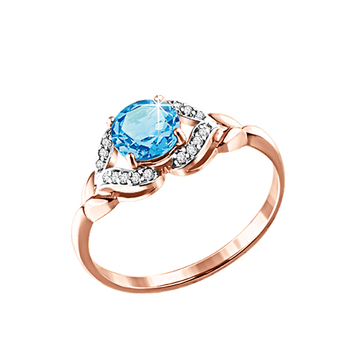 Damenring mit Blau Topas und Zirkonia