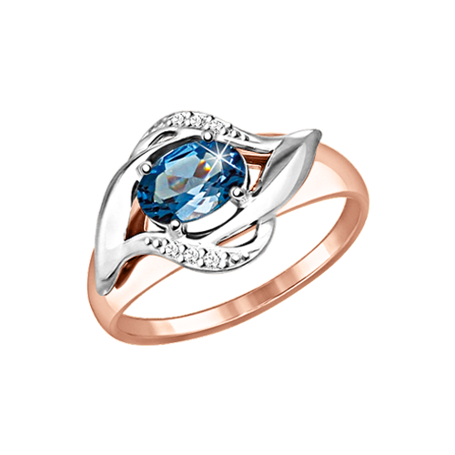 Damenring mit London Blue Topas und Zirkonia