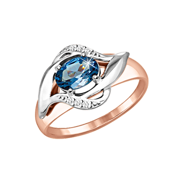 Damenring mit London Blue Topas und Zirkonia