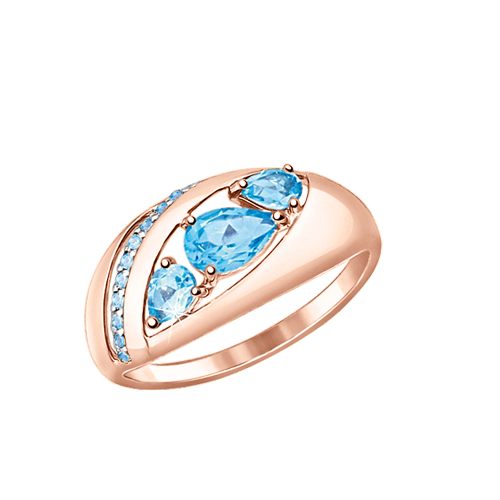 Damenring mit blauem Topas und Zirkonia