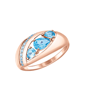 Damenring mit blauem Topas und Zirkonia