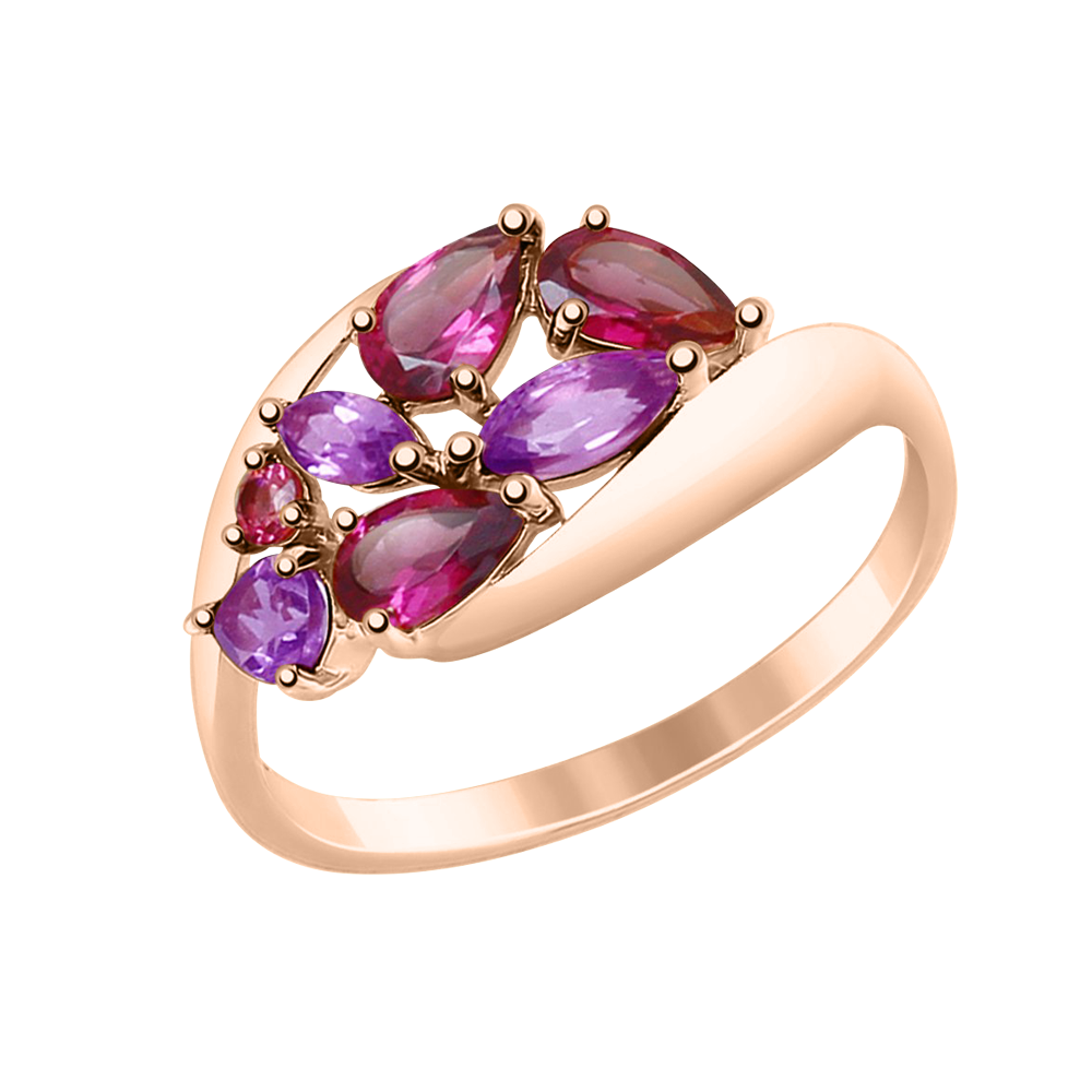 Damenring mit Amethyst und Rodolith