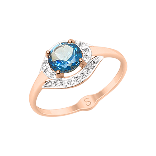 Damenring mit London Blue Topas und Zirkonia