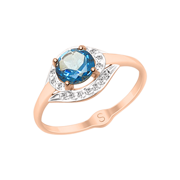 Damenring mit London Blue Topas und Zirkonia
