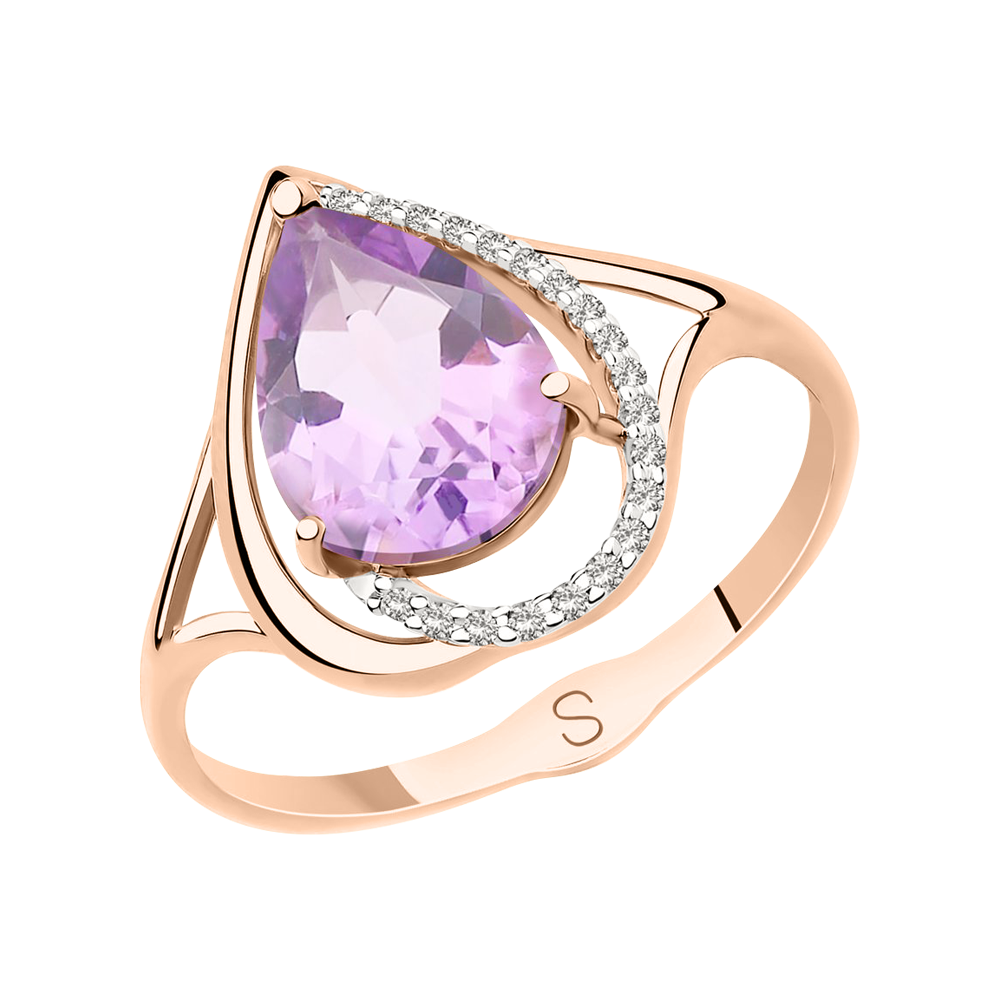 Damenring mit Amethyst und Zirkonia