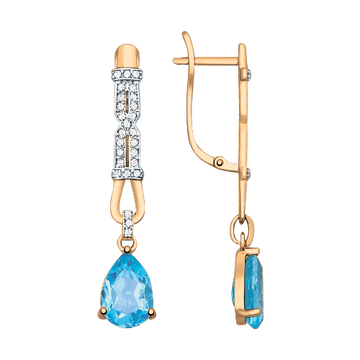 Ohrhänger mit Zirkonia und blau Topas