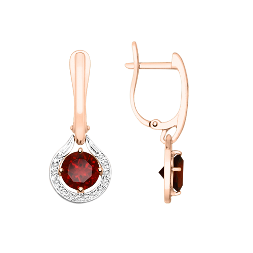 Ohrhänger mit Granat und Zirkonia