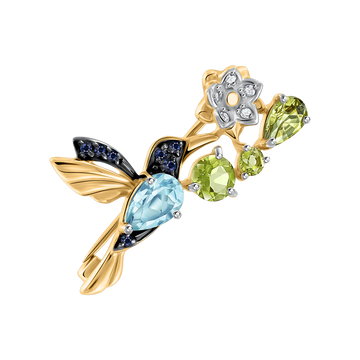 Brosche mit Topas, Chrysolith und Zirkonia