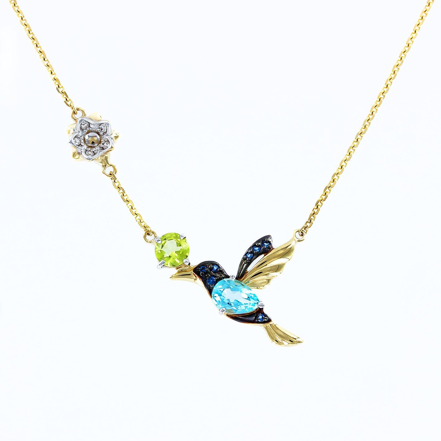 Collier mit Topas swiss, Chrysolith und Zirkonia