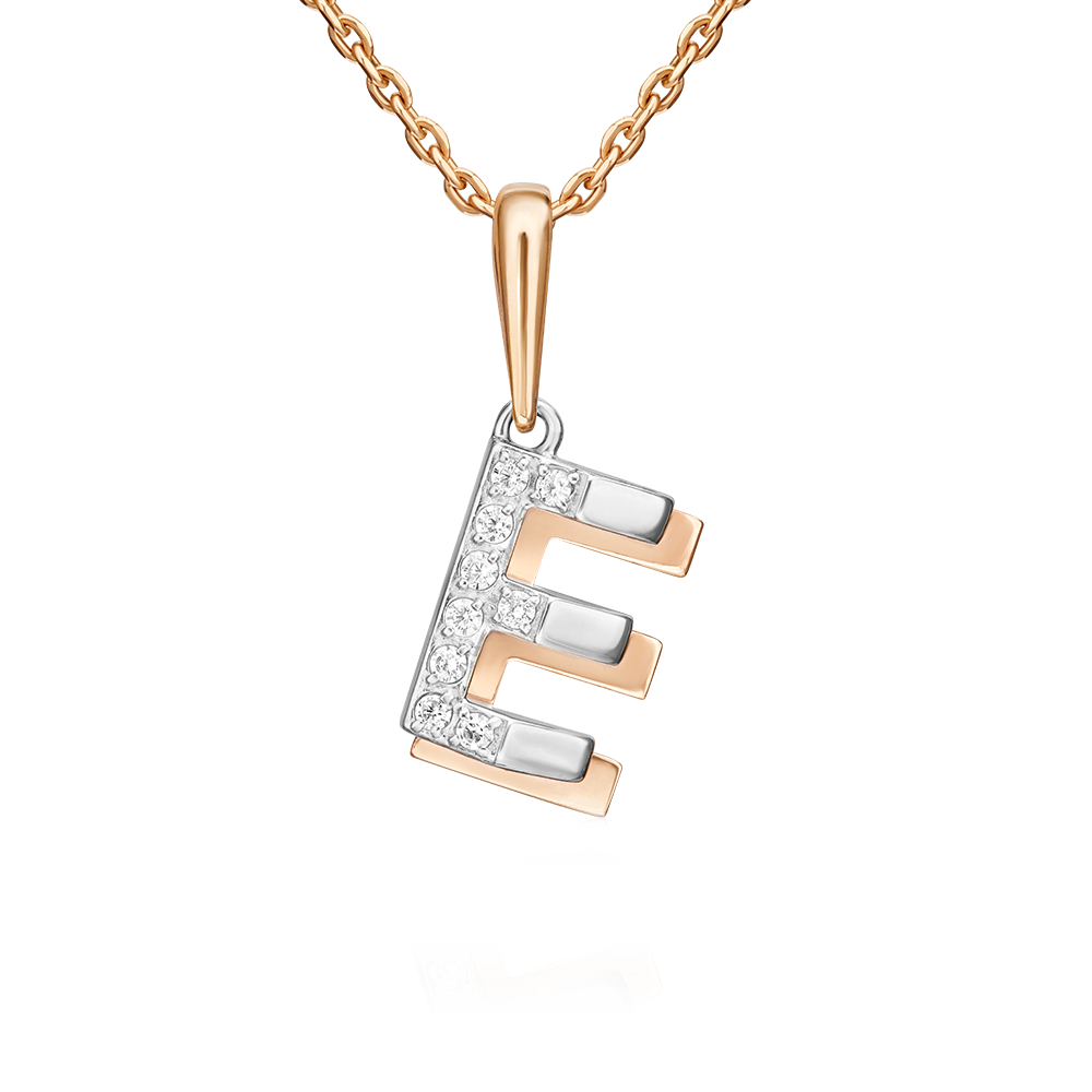 Buchstabenanhänger "E" mit Zirkonia