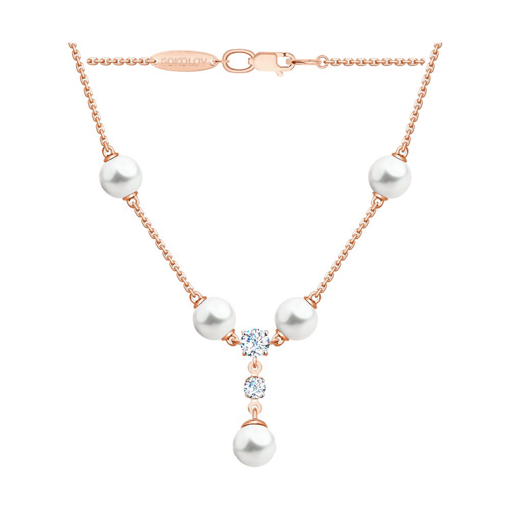 Collier mit Perlen und Zirkonia