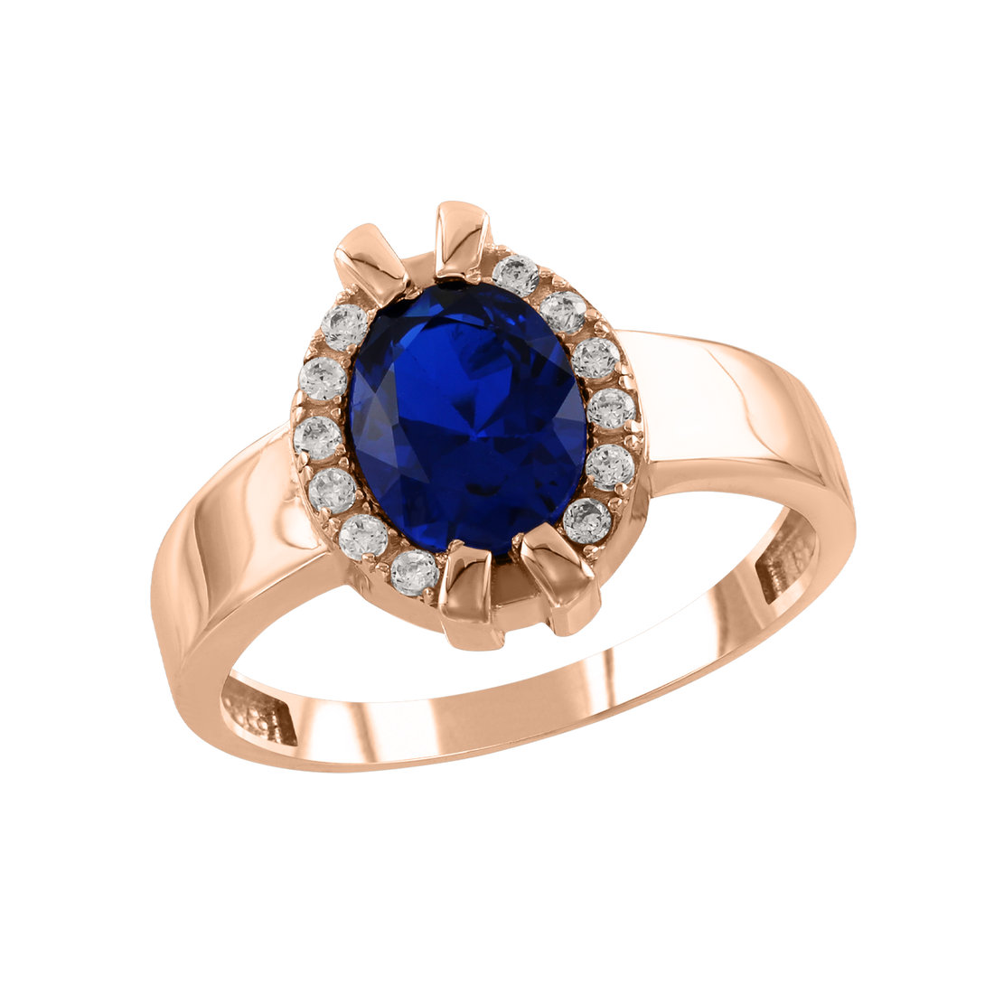 Damenring mit Saphir und Zirkonia
