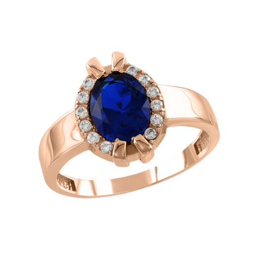 Damenring mit Saphir und Zirkonia