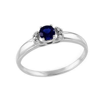 Damenring mit Saphir und Zirkonia