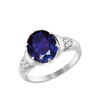 Damenring mit Saphir und Zirkonia