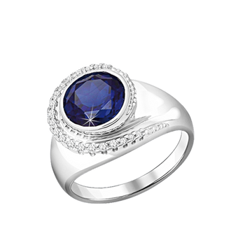 Damenring mit Saphir und Zirkonia