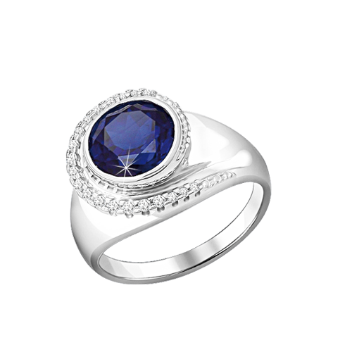 Damenring mit Saphir und Zirkonia