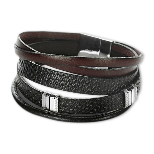 Armband aus schwarzem und braunem Leder