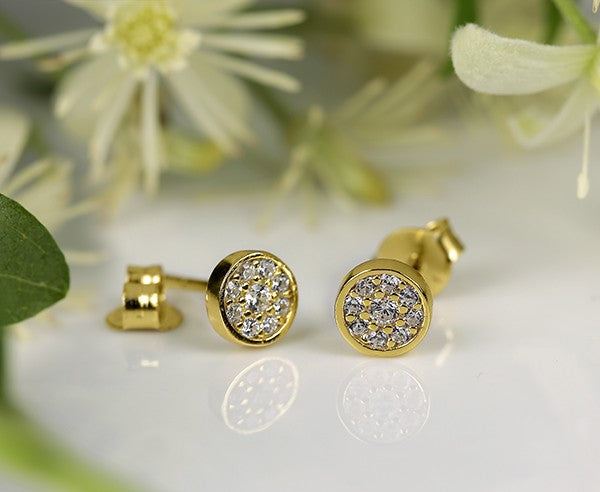 Ohrstecker vergoldet Gelbgold mit Zirkonia