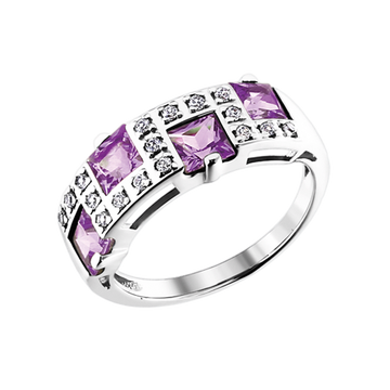 Damenring mit Amethyst und Zirkonia