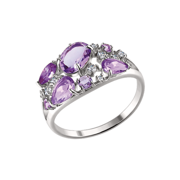Damenring mit Amethysten und Zirkonia