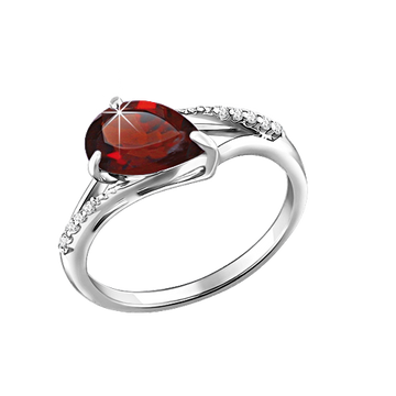 Damenring mit Granat und Zirkonia