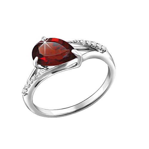 Damenring mit Granat und Zirkonia