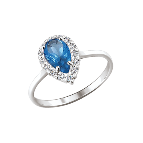 Damenring mit London Blue Topas und Zirkonia