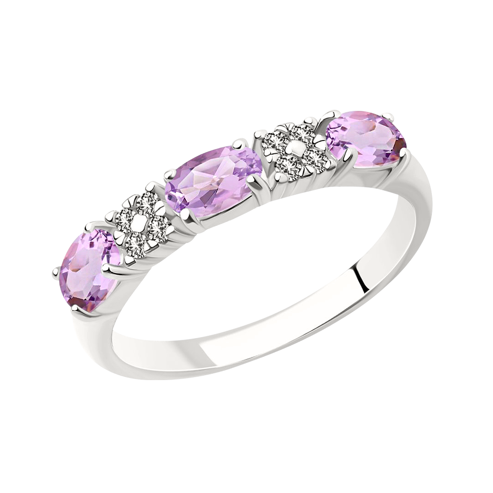 Damenring mit Amethyst und Zirkonia