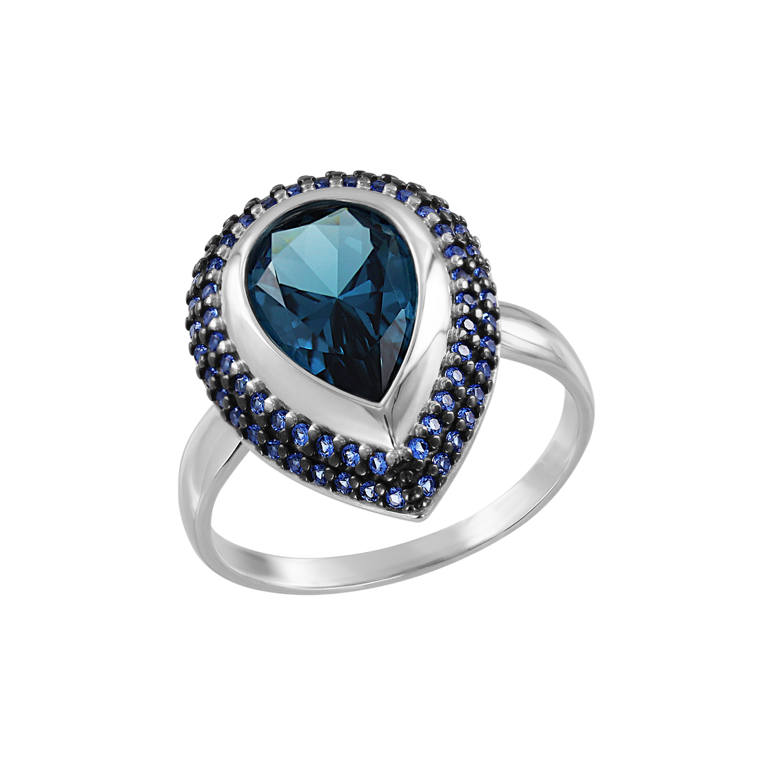 Damenring mit London Sitall und blauen Zirkonia