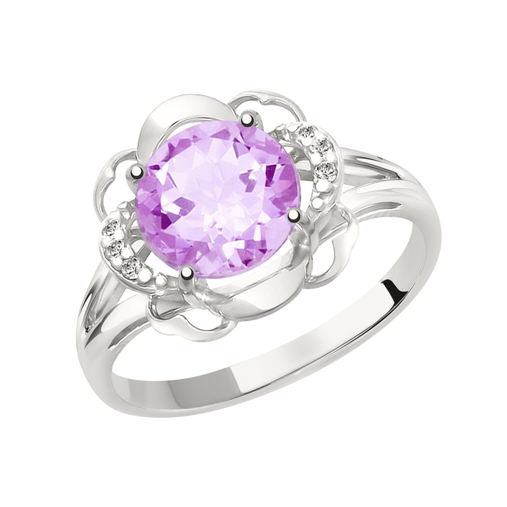 Damenring mit Amethyst und Zirkonia