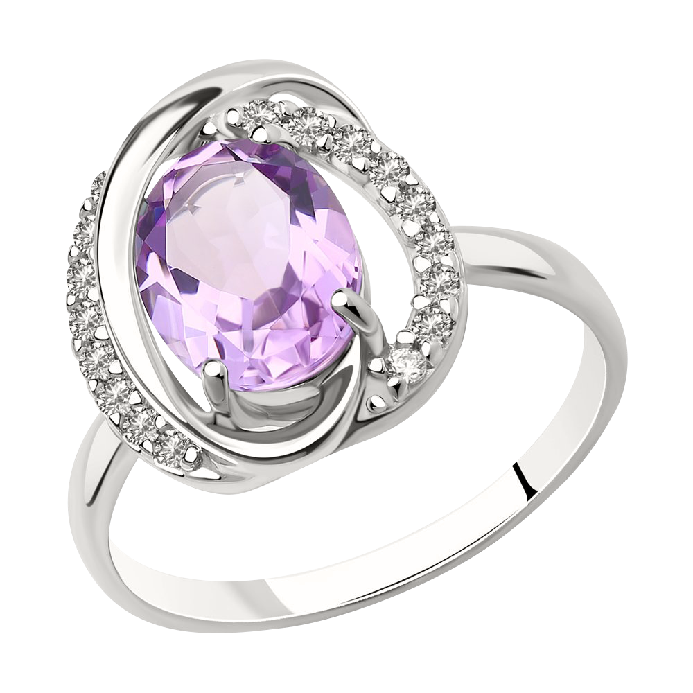 Damenring mit Amethyst und Zirkonia