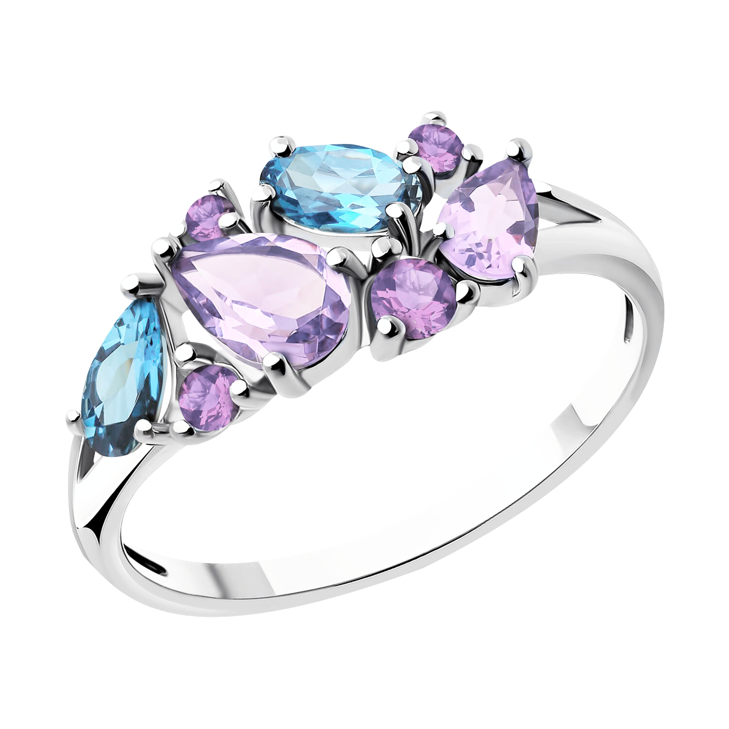 Damenring mit Amethyst, Zirkonia und Topas