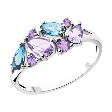Damenring mit Amethyst, Zirkonia und Topas