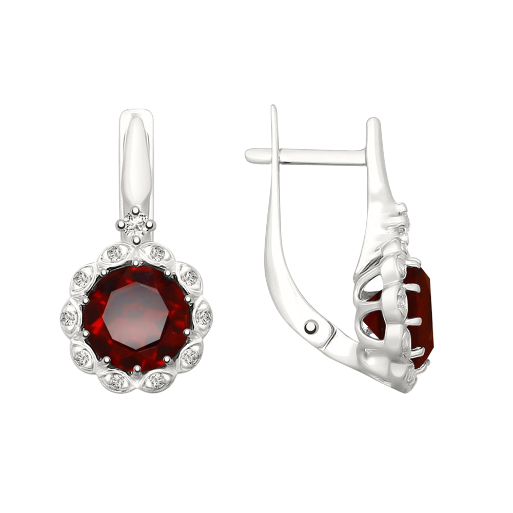 Ohrhänger mit Granat und Zirkonia