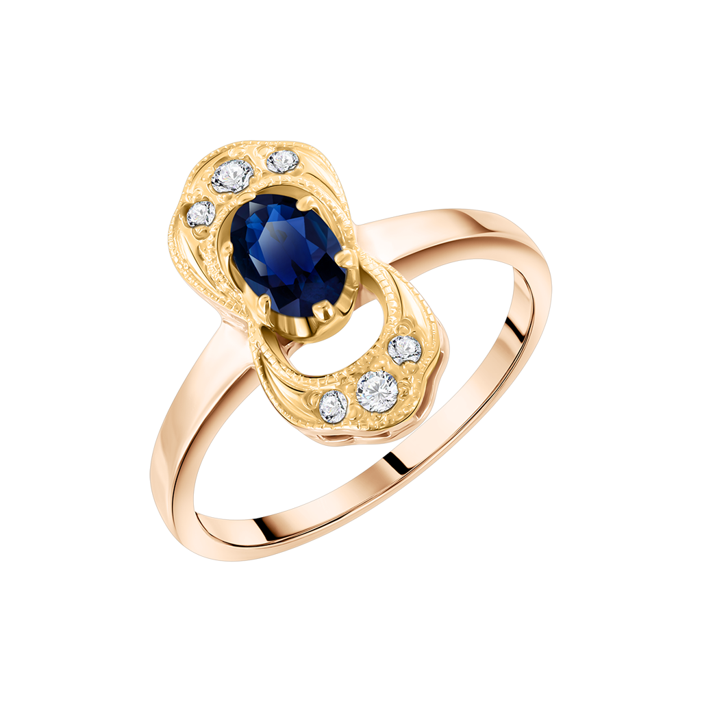 Damenring mit Saphir und Zirkonia