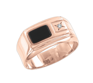 Herrenring mit Onyx und Zirkonia