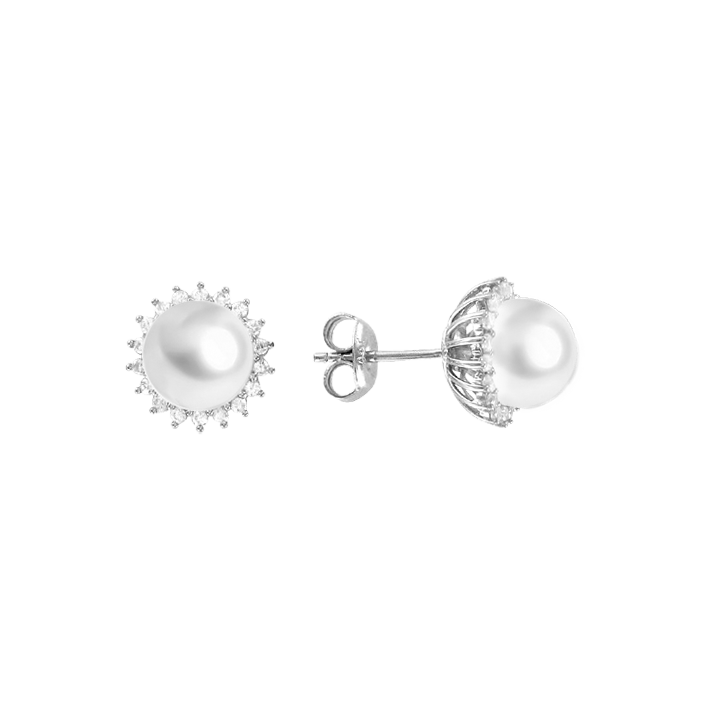 Ohrstecker mit Perle und Zirkonia
