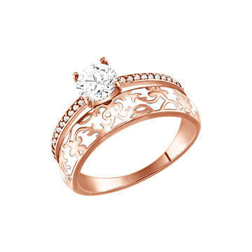 Damenring mit Emaille und Zirkonia