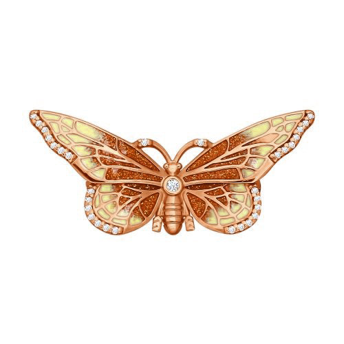 Brosche Schmetterling mit Zirkonia und Emaille