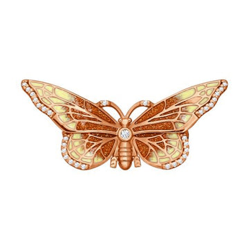Brosche Schmetterling mit Zirkonia und Emaille