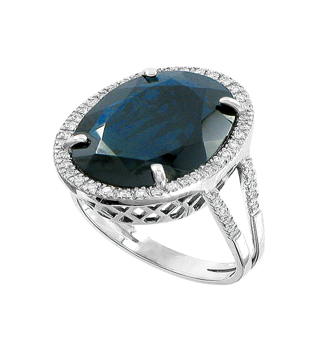 Damenring mit Brillanten und Saphir