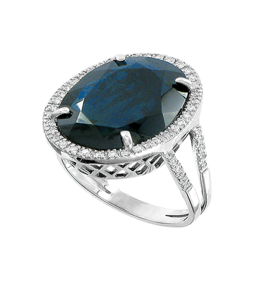 Damenring mit Brillanten und Saphir
