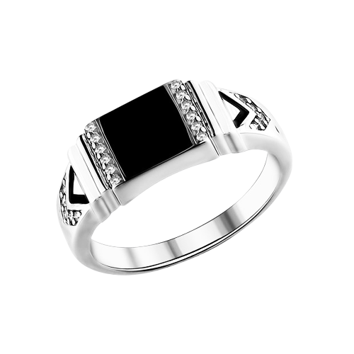 Herrenring mit Zirkonia und Emaille